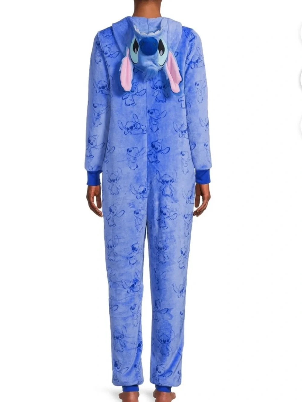 Disney Lilo & Stitch Hooded Union Suit Plush One Piece Pajamas Blue M - Picture 6 of 6